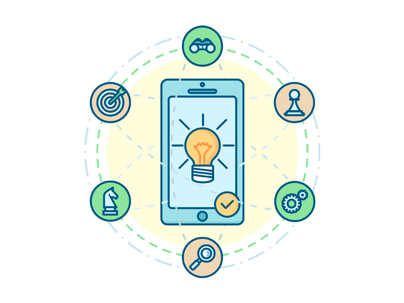 Process of illustration for MLSDev Blog flat gif icons illustration mlsdev outline process