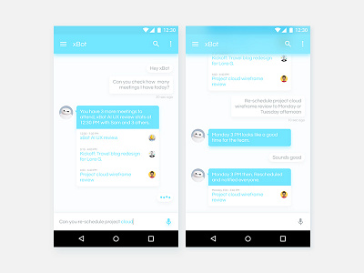 xBot AI Personal Assistant ai android assistant bot calendar chat chat bot ui ux