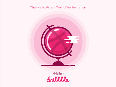 Hello Dribble debut first shot globe hello dribble invitation pink