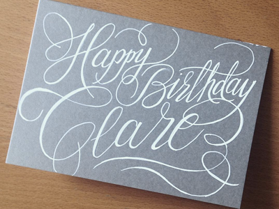 Birthday Card birthday card clare ink lettering liternictwo silver typografia typography white