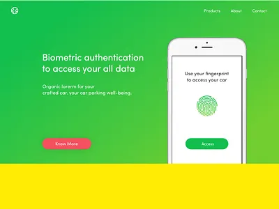 Landing page banner fingerprint green landing red site tech ui ux web