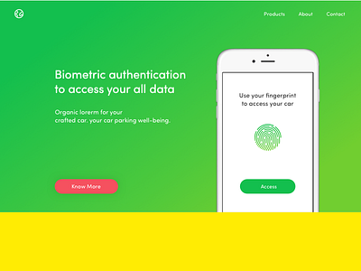 Landing page banner fingerprint green landing red site tech ui ux web