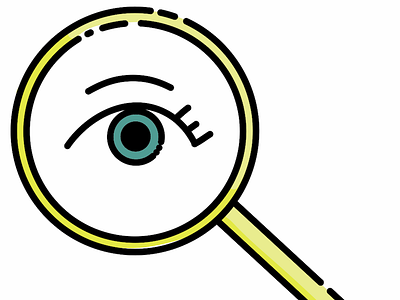 the eyes rarely have it. adorable character cute eye illustration ipad art line drawing magnifying glass neon sketch