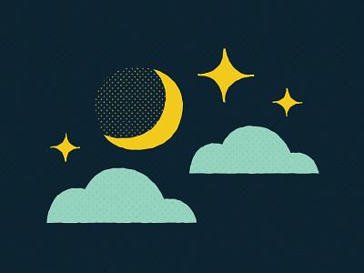 Midnight Blue Sky clouds moon stars