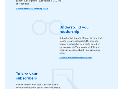 Something new blue icons marketing subsail