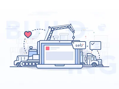 Under Construction Website 404 building flat design icon illustration line vector under construction website