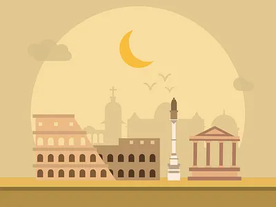 Rome buildings city coliseum flat illustration pictogram rome