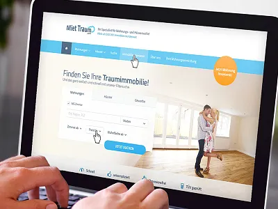 Webdesign Miettraum.com design dropdown form hero navigation ui ux webdesign