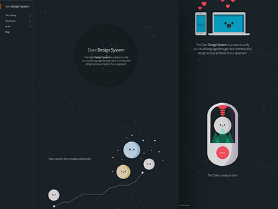 Home page for a design system black cute dark design home kawaii landing page system