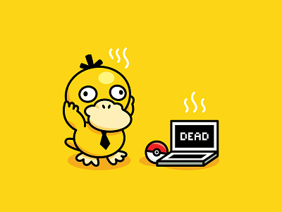 Psyduck - Pokemon Playoff cartoon character creative cute design duck funny illustration laptop mascot nintendo playoff pokeball pokémon go pokémon pokemon psychic psyduck sticker vector virus yellow