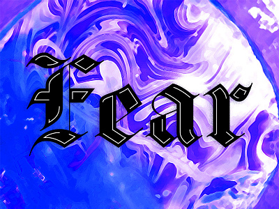 Fear black letter bright fun lettering print riso scary side hustle