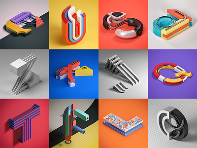 Alphabet Project 36daysoftype 3d alphabet c4d cgi cinema 4d geometric illustration photoshop type typography