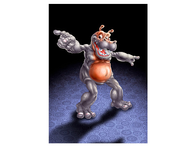 Disco Hippo airbrush character cute disney hippo illustration photoshop pointing waving