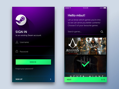 Steam Mobile App Login design login sign in steam ui