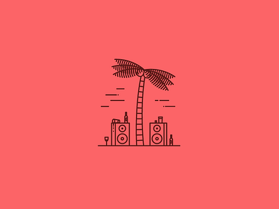 Tropical! alcohol illustration moire music palm tree speakers tropical