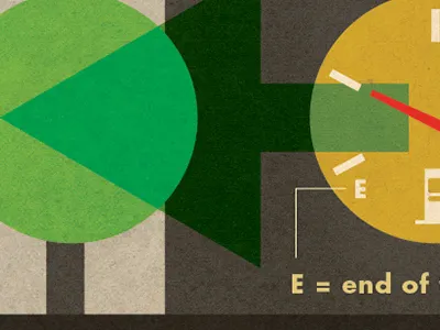 E = End of the World arrows cars driving empty full gas parents personal work raising hell street thank you trouble