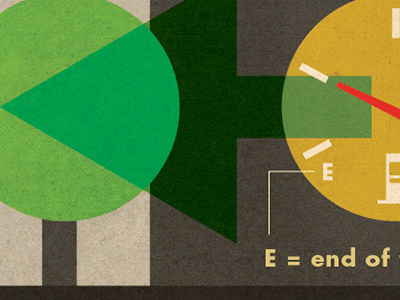 E = End of the World arrows cars driving empty full gas parents personal work raising hell street thank you trouble