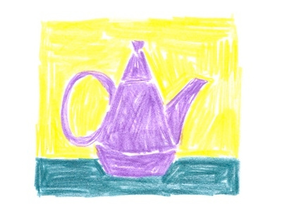 Purple Teapot colored pencil illustration