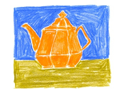 Orange Teapot colored pencil illustration