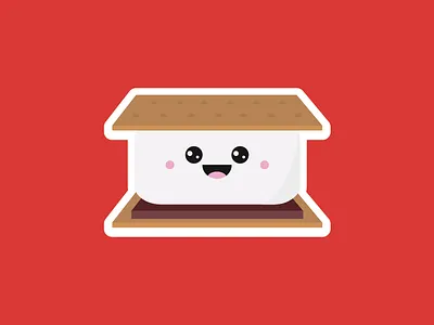 Campers Have S'more Fun! camp camping cute design flat illustration kawaii marshmallow smore sticker mule summer
