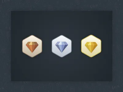 Metallic Gem Badges badges gems icons illustration