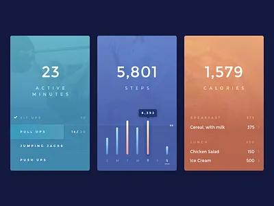 Workout Tracker :: Daily UI - 041 041 app card chart dailyui graph health list mobile steps tracker workout