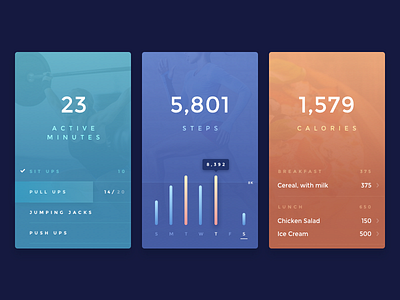 Workout Tracker :: Daily UI - 041 041 app card chart dailyui graph health list mobile steps tracker workout