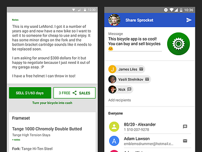 Sprocket Android 1.4.05 App Invite Sale Button analytics app invites bicycle buy firebase invite invites recommend sell share sprocket ui