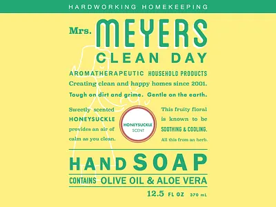 Mrs. Meyers soap label recreation clean hands label meyers soap typography