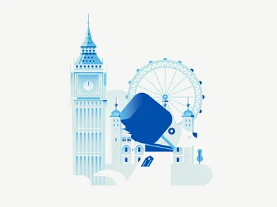 Dogs of The World - London architecture big ben building clock dog ferris wheel gradient illustration london london eye tower vector