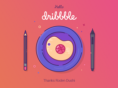 Dribbble egg debut egg first first shot hello illustration invitation omelette pencil plate scrambled eggs stylus