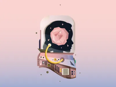 Astronaut astronaut cosmonaut digital illustration pantone rose quartz serenity space vector wallpaper
