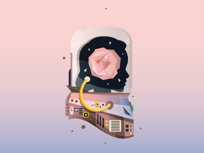 Astronaut astronaut cosmonaut digital illustration pantone rose quartz serenity space vector wallpaper