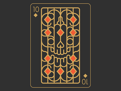 Playing Arts - 10 of Diamonds 10 card diamonds halloween illustration line playingarts pumpkin skull stolz ten