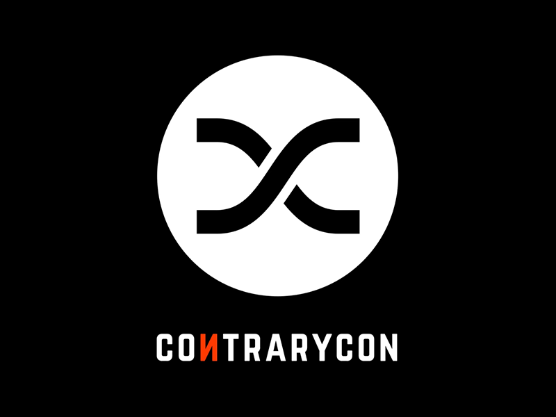 Contrarycon Logo Bump black and white creepy cult gif glitch logo mark negative space simple type