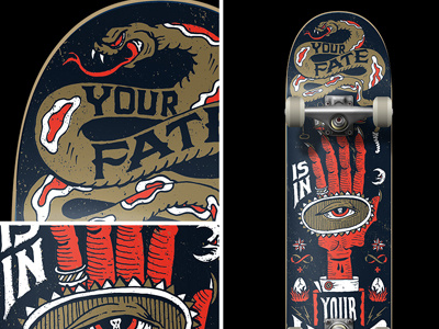 FATE skate deck danilo mancini fate hand lettering handmade illustration mystical sailor danny skate skate deck skateboarding snake vintage