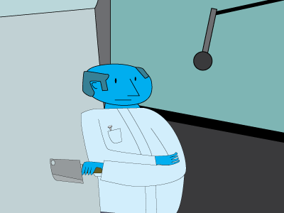 Butcher Interview blue butcher green grey interview microphone outline