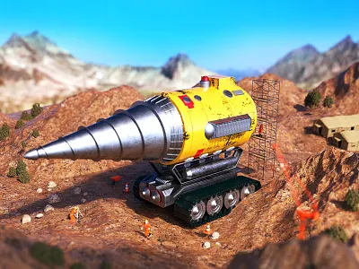 The Mole 3d c4d car cinema4d isometric miniature mole octane thunderbird