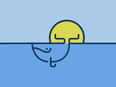 Whale icon illustration sun whale