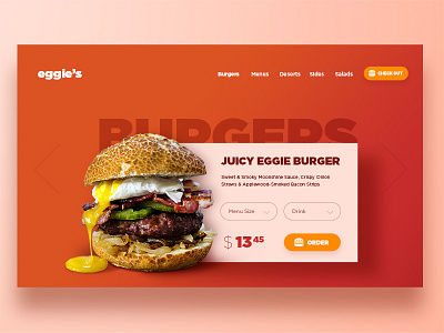 Juicy Eggie Burger burger button color font gradient hot interface like logo order ui website