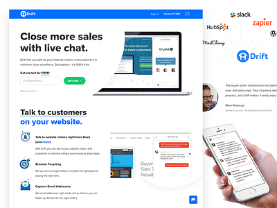 Drift - New Site content cta icons illustration integrations logos modular responsive site video