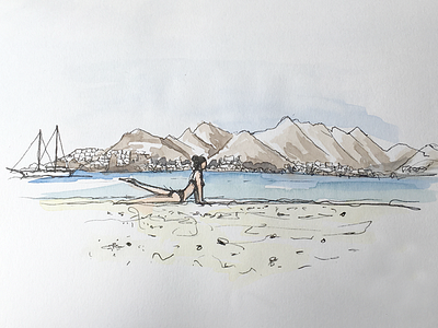 Kos, Greece illustration painting sketch urban sketching watercolor