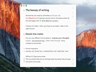 Bear app apple mac typography ui ux