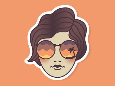 Chill Vibes beach design glasses illustration lady summer sunset vibes