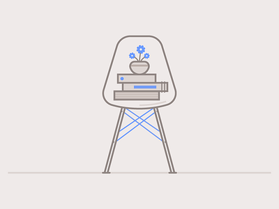 Chair, Books & Flowers books chair flowers furniture illustration plant vector
