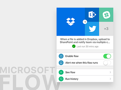 Microsoft Flow iOS app automation brand card design flow iphone microsoft minimal responsive workflow