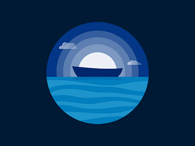 Summer Nights boats full moon illustration moon ocean sea sticker mule summer
