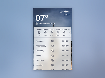 Day 010 - Weather app card element flat interface london shadow temperature thunder ui weather widget