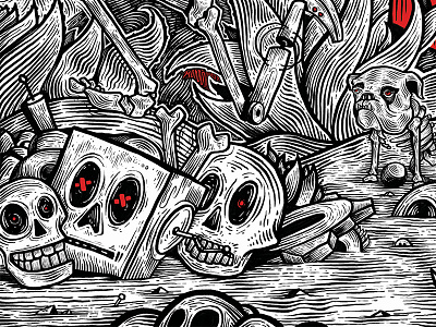 Robots • Skeletons • Dog Skeletons agave drawing illustration mural posada robots skulls