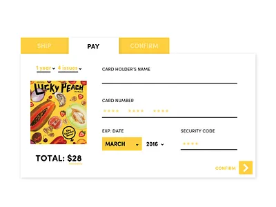 Lucky Peach Payment Page #dailyui 002 adobeux checkout dailyui luckypeach payment ui